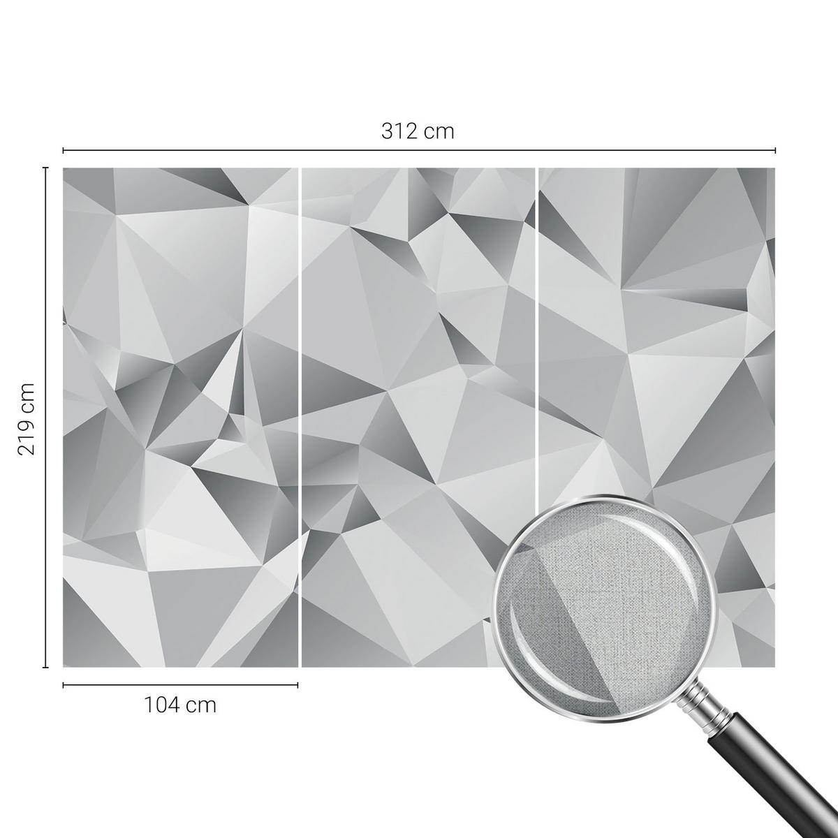 FOTOTAPETE 312x219 cm - Abstrakte Geometrie - Weiß, Textil (312/219cm) - Wallfluent