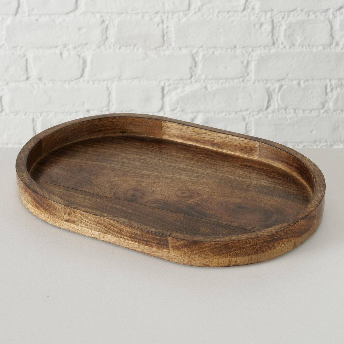 TABLETT Ovolio 2er-Set - Braun, Holz (3cm) - Boltze Home