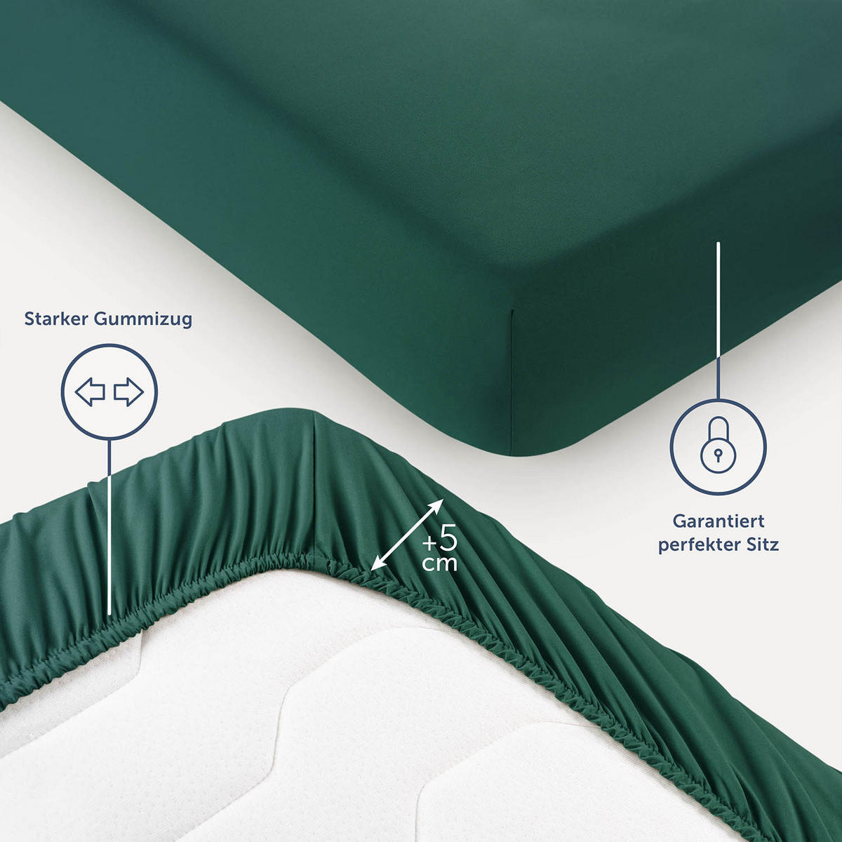 SPANNBETTLAKEN aus Mikrofaser 180/200/30 cm Dunkelgrün, 2er Set - Dunkelgrün, Textil (180/200cm) - Blumtal