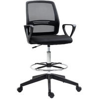 STEHSTUHL 59,5/60/102,5–126 cm, ergonomisch höhenverstellbar und drehbar mit Fußstütze, Schwarz - Schwarz, Kunststoff (60/126/59cm) - Redom