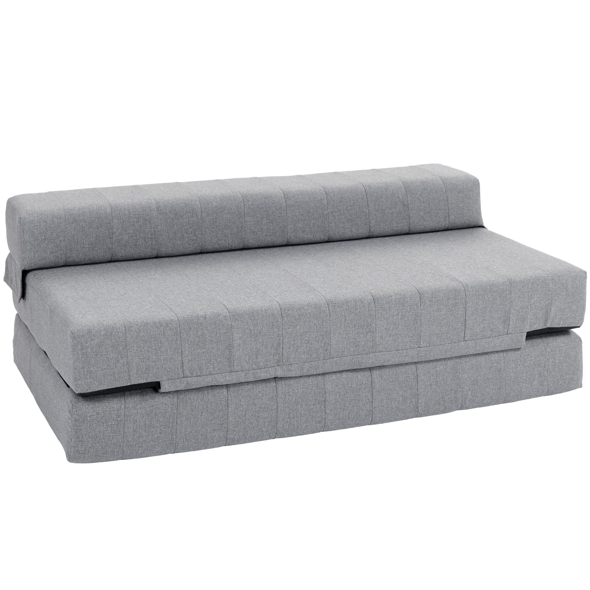 BODENSOFA 2-in-1 Klappbar Schlafsofa mit Leinenoptik für Wohnzimmer Grau - Grau, Textil (80/50/138cm) - HOMCOM