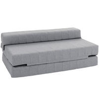 BODENSOFA 2-in-1 Klappbar Schlafsofa mit Leinenoptik für Wohnzimmer Grau - Grau, Textil (80/50/138cm) - HOMCOM
