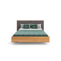 MASSIVHOLZBETT schwebend Dome aus Eiche 180x220 cm, Storm 97 (Grau) - Eichefarben/Braun, Holz (180/220cm) - Danzz