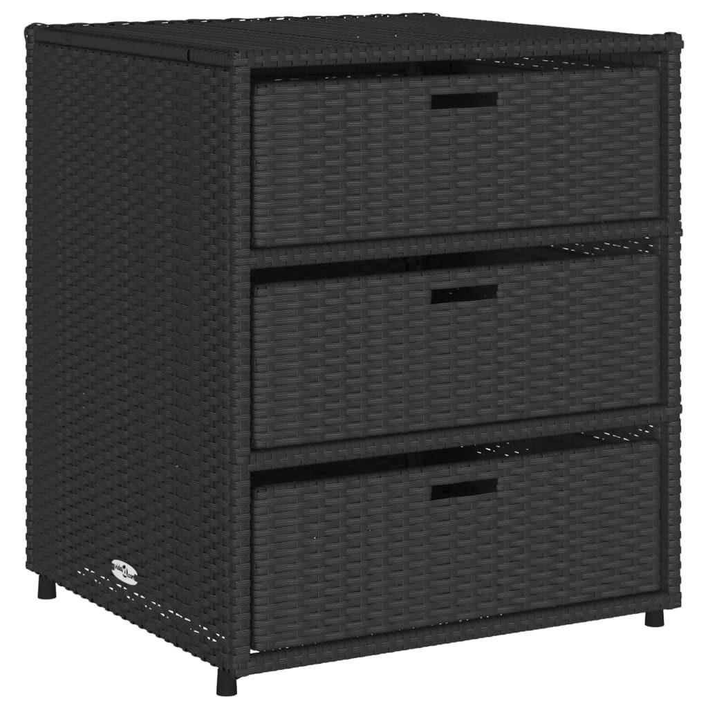 GARTENSCHRANK Schwarz 55x59x69 cm Poly Rattan - Schwarz, Kunststoff (55/69/59cm) - furnicato