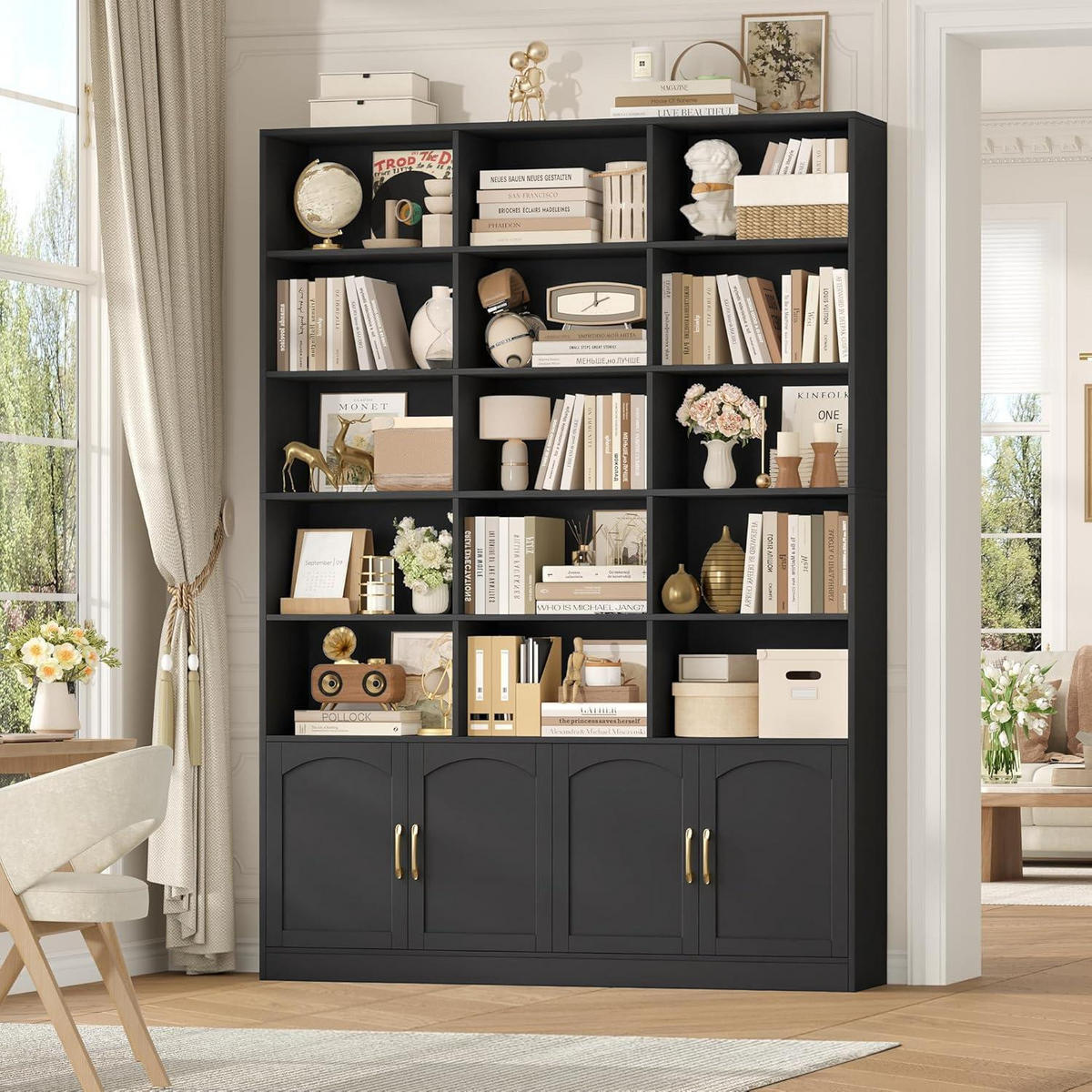 BÜCHERREGAL 209 cm schwarz - Schwarz, Holzwerkstoff (150/209/23.7cm)