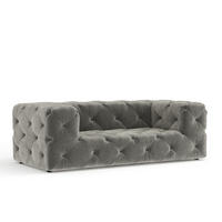 2-SITZER-SOFA Cosimo Grau Samtstoff - Schwarz/Grau, Holz/Holzwerkstoff (193/71/100cm) - Maison de Reve