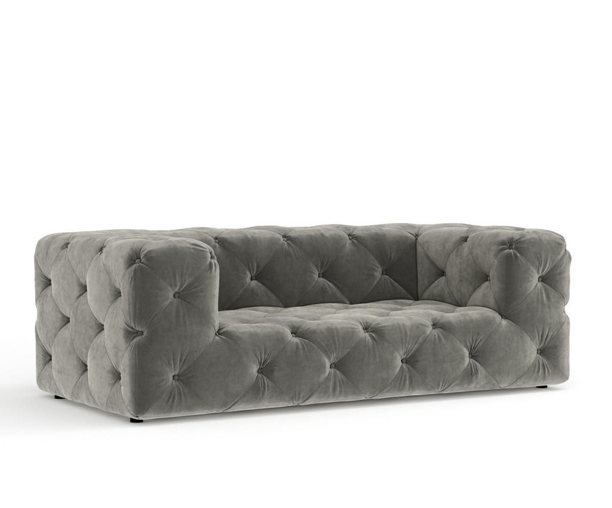 2-SITZER-SOFA Cosimo Grau Samtstoff - Schwarz/Grau, Holz/Holzwerkstoff (193/71/100cm) - Maison de Reve