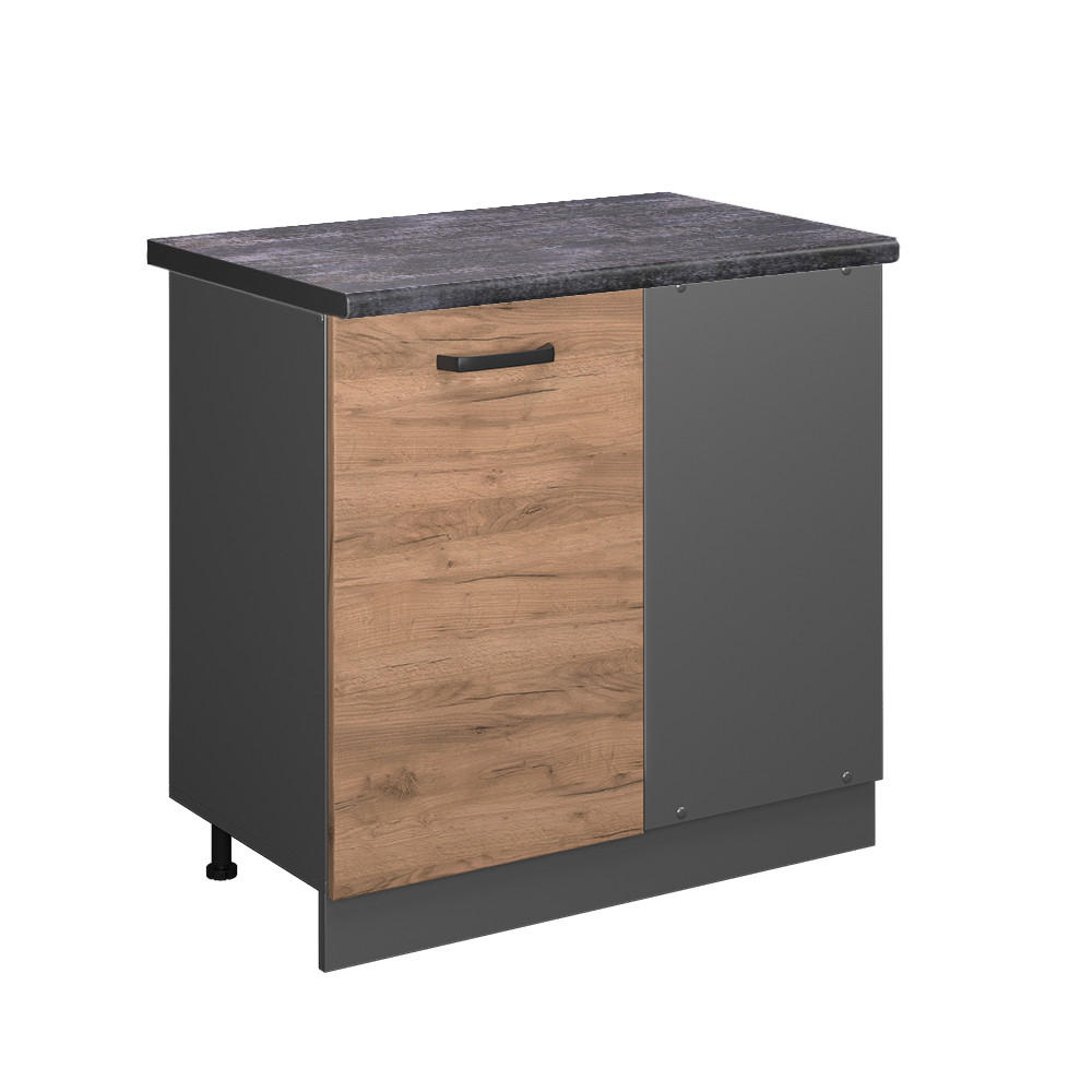HÖRNUNDERSKÅP R-Line Goldkraft ek 86 cm , AP Antracit Honungsek, Antracit 81.6/86/60 cm