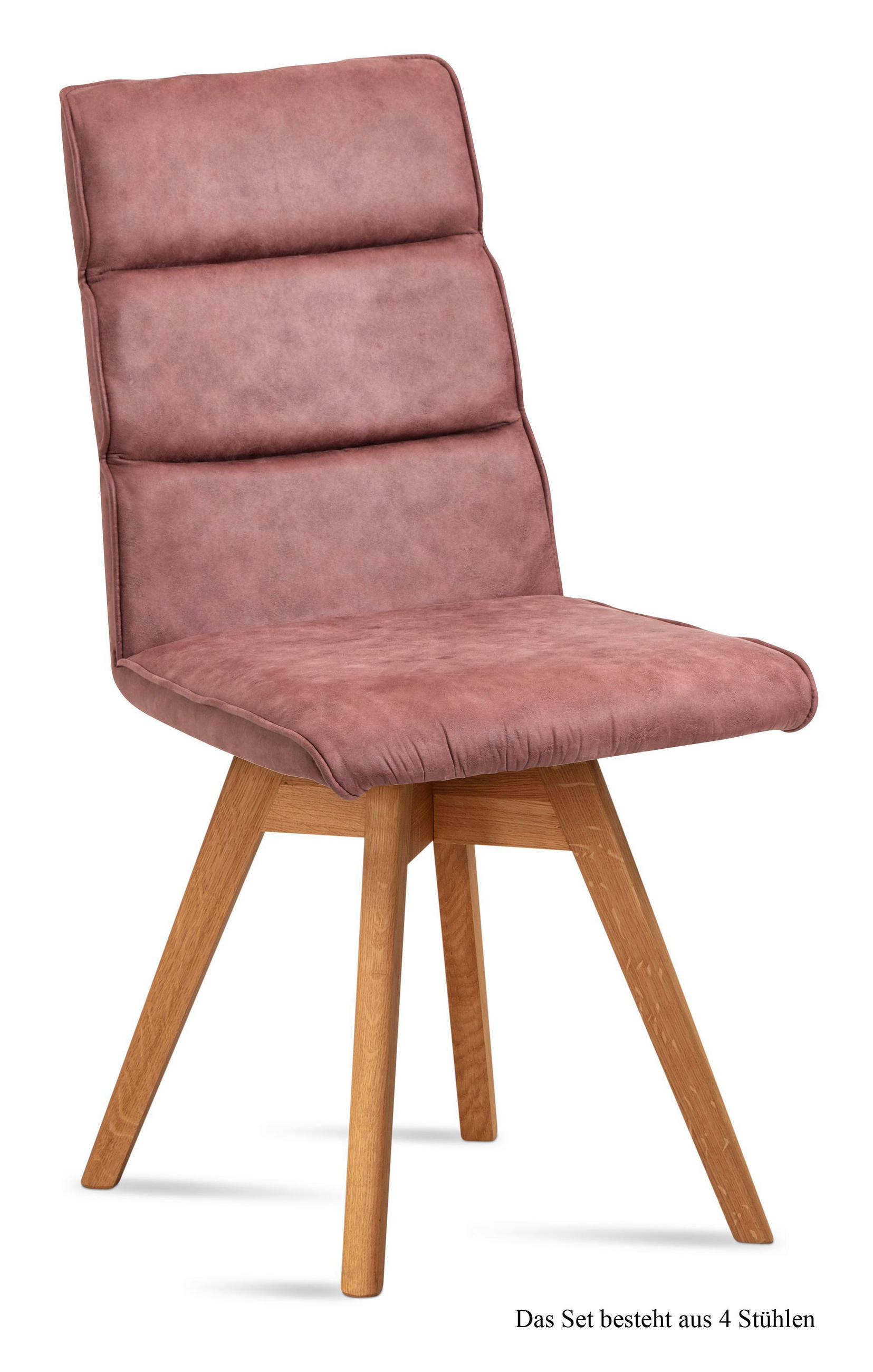 ESSZIMMERSTUHL drehbar (4er-Set) Doris 47x92x60 Eiche geölt/Rosewood - Eichefarben/Dunkelrosa, Kunststoff (60/92/47cm) - 58aufmkessel