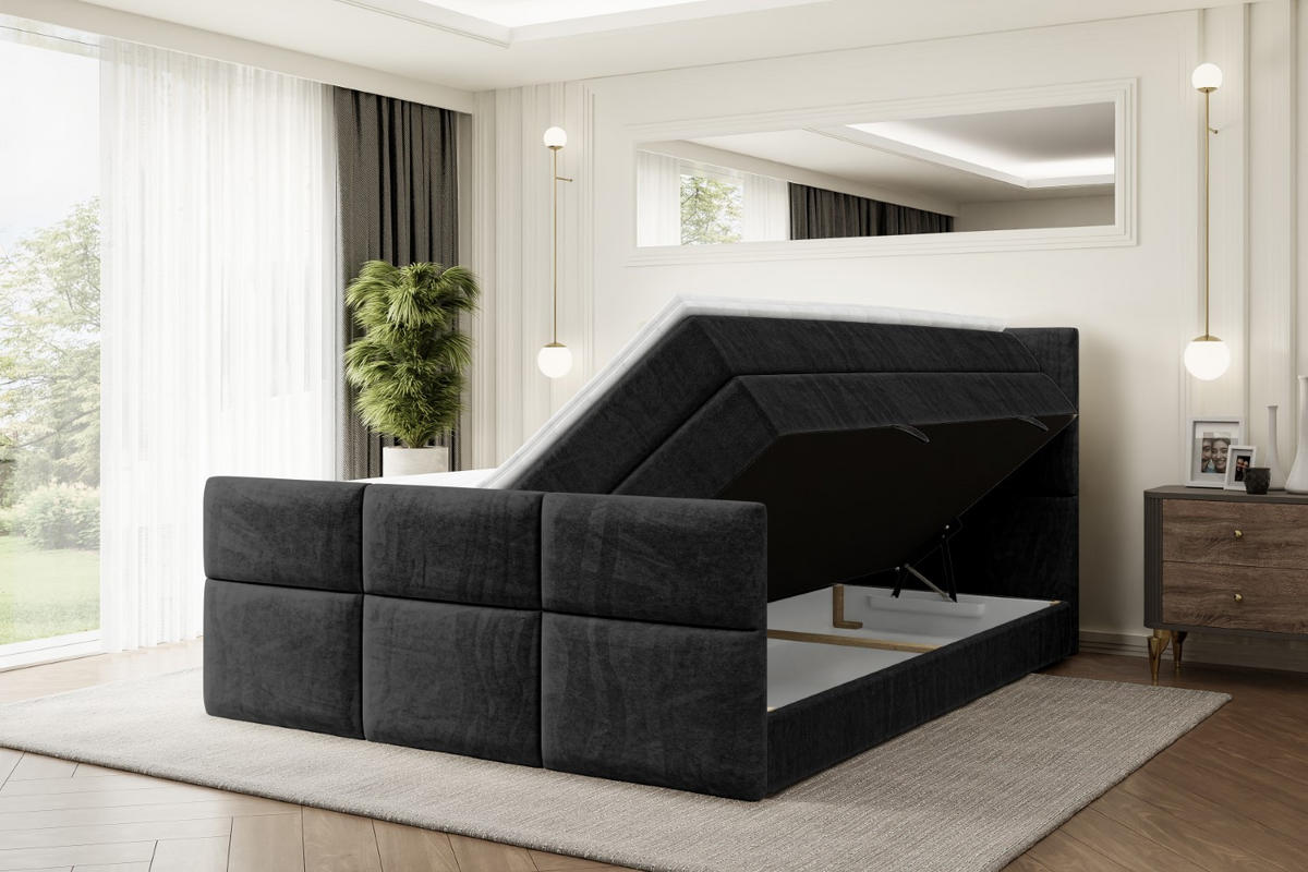 BOXSPRINGBETT OHIO-Z KING - 140x200 - H3/H4 - Schwarz - Schwarz, Holzwerkstoff (140/200cm) - ALTDECOR