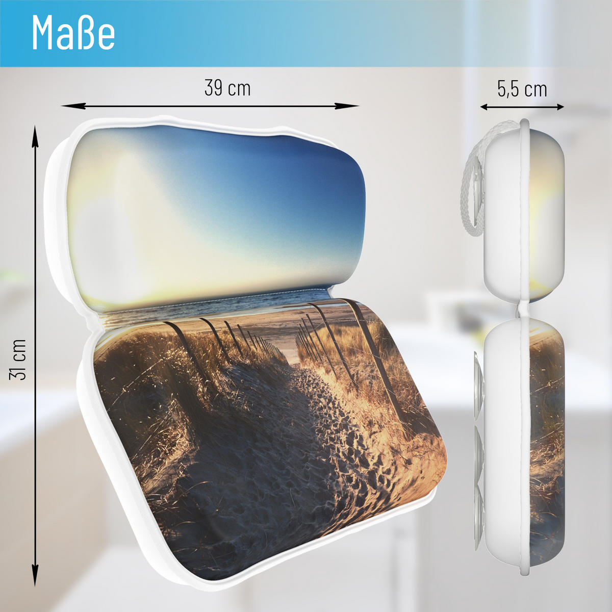 BADEWANNENKISSEN Düne - Beige, Kunststoff (39/5.5cm) - Sanilo