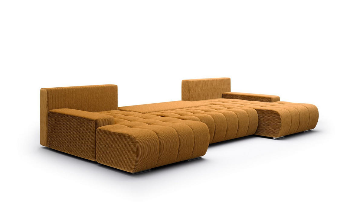 WOHNLANDSCHAFT Vogar In Poso - Dunkelgelb, Holzwerkstoff/Textil (350/85/185cm) - Fun Möbel