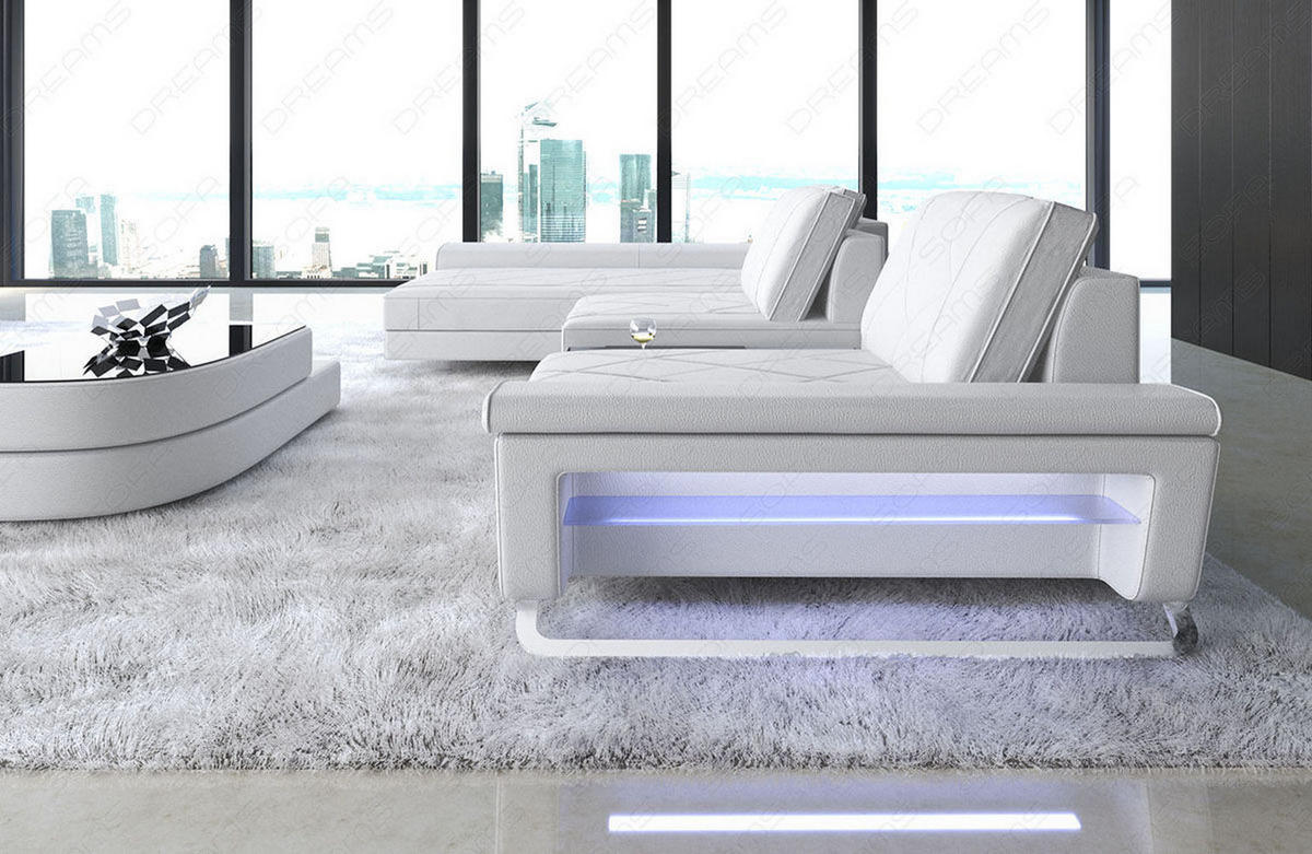 LEDERSOFA Bari L - Weiß, Leder (197/369cm) - Sofa Dreams
