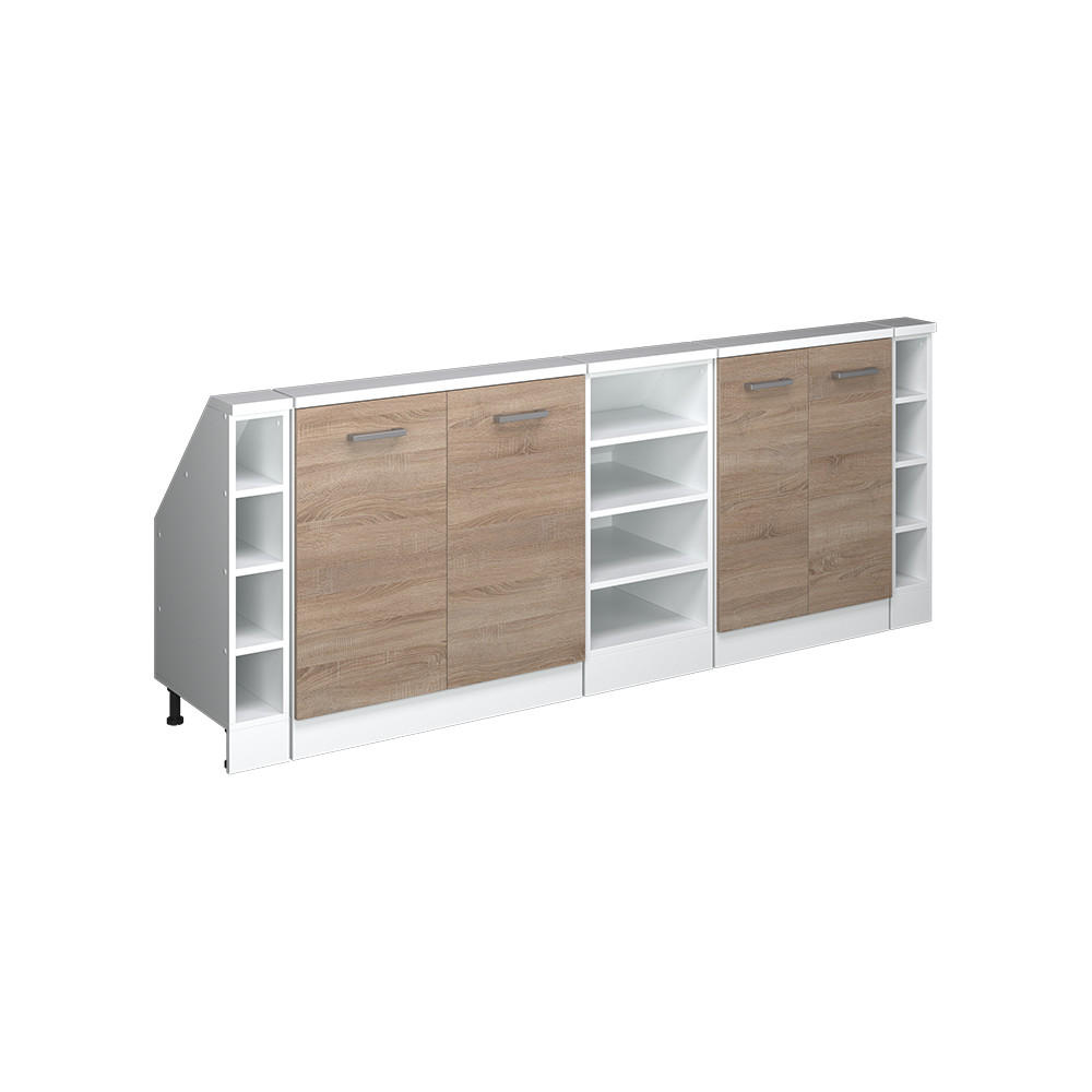 KÖKSSKÅP FÖR SLUTTANDE TAK R-Line Sonoma 210 cm Set om 5 Sonoma ek, Vit 83.8/210/46 cm