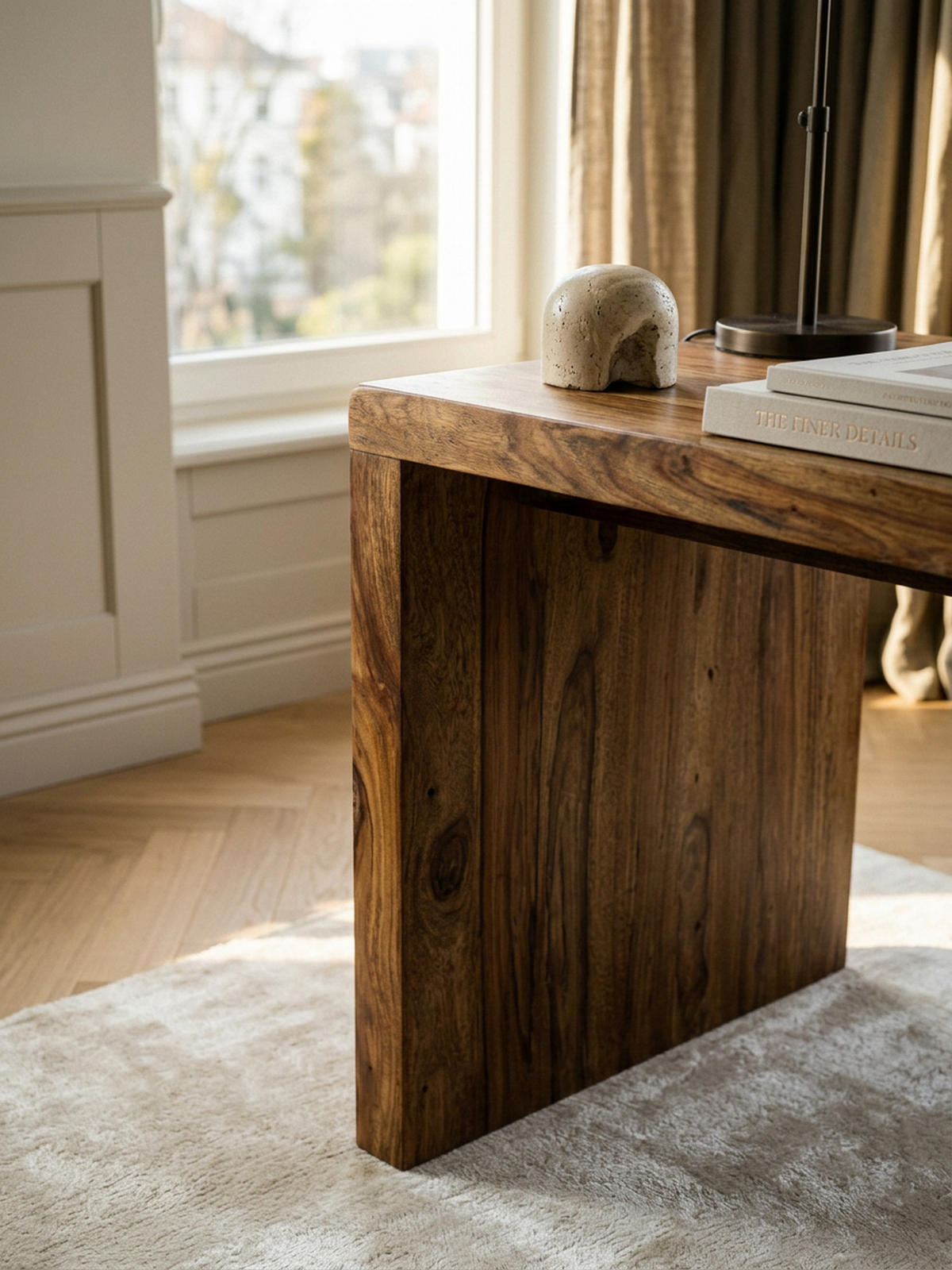 SCHREIBTISCH Massivholz Stauraum Abgerundete Ecken, Braun 160x80x76 cm - Braun, Holz (80/160/76cm) - KADIMA DESIGN