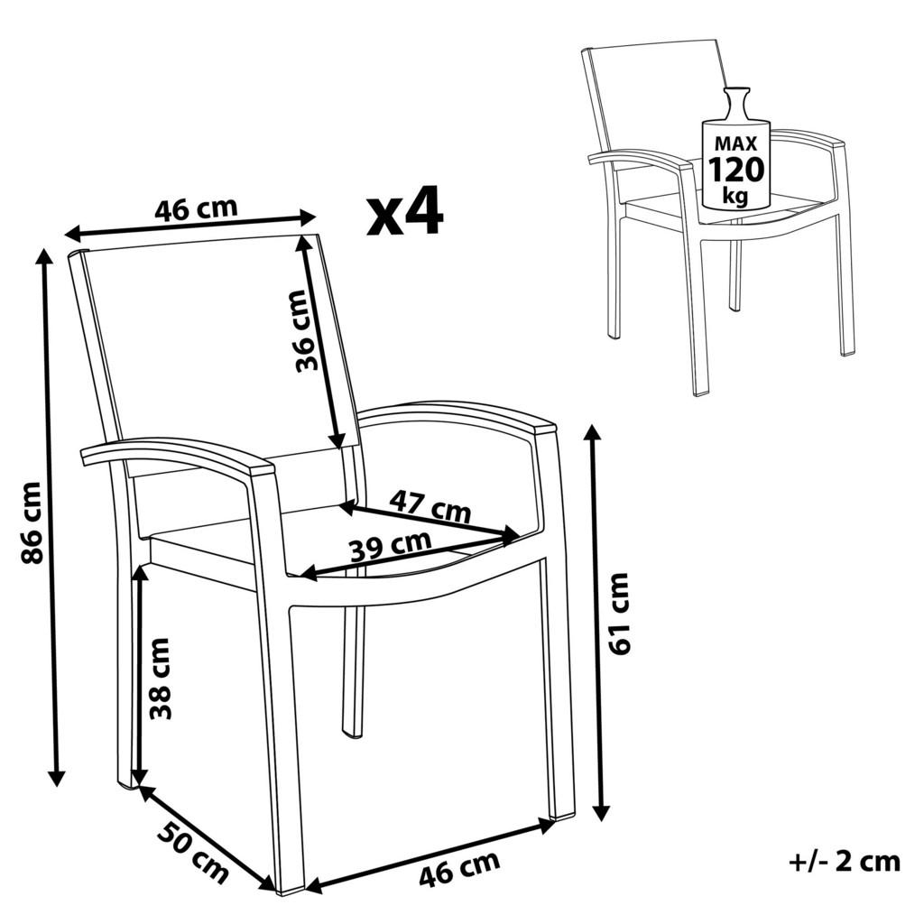 Thumbnail - Beliani Gartenstuhl, Hellgrau, Metall, 46x86x50 cm, Gartenmöbel, Gartenstühle, Gartenstühle