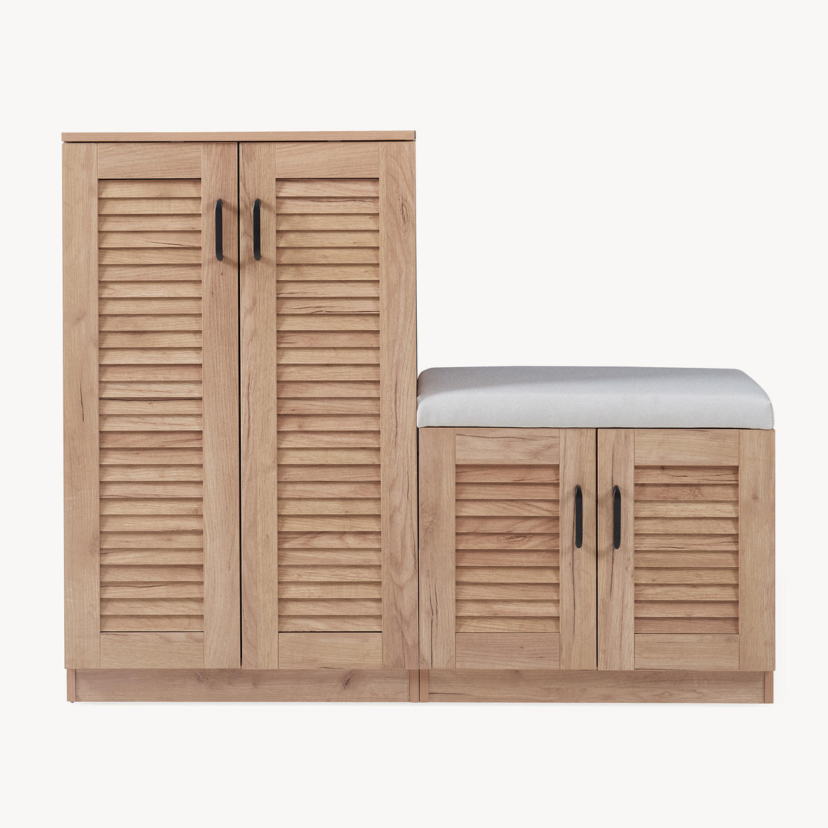 SCHUHSCHRANK Løten mit Sitzbank - Eichefarben, Holzwerkstoff/Kunststoff (120/97/36cm) - [en.casa]