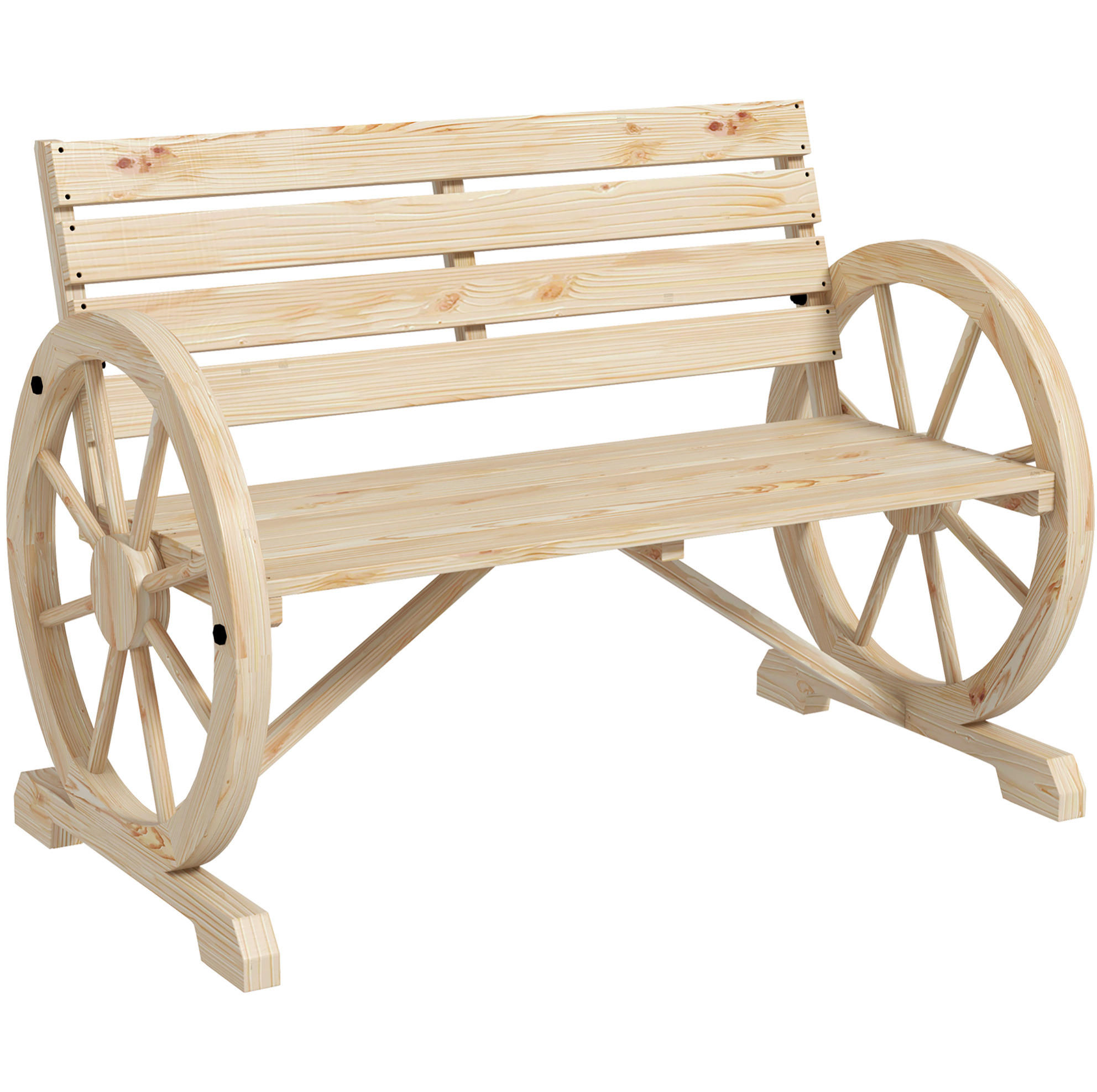 Modfu ZAHRADNÍ lavice z jedlového dřeva 105x56x79 cm přírodní s opěrkami a kolečkovým dekorem, nosnost 240 kg