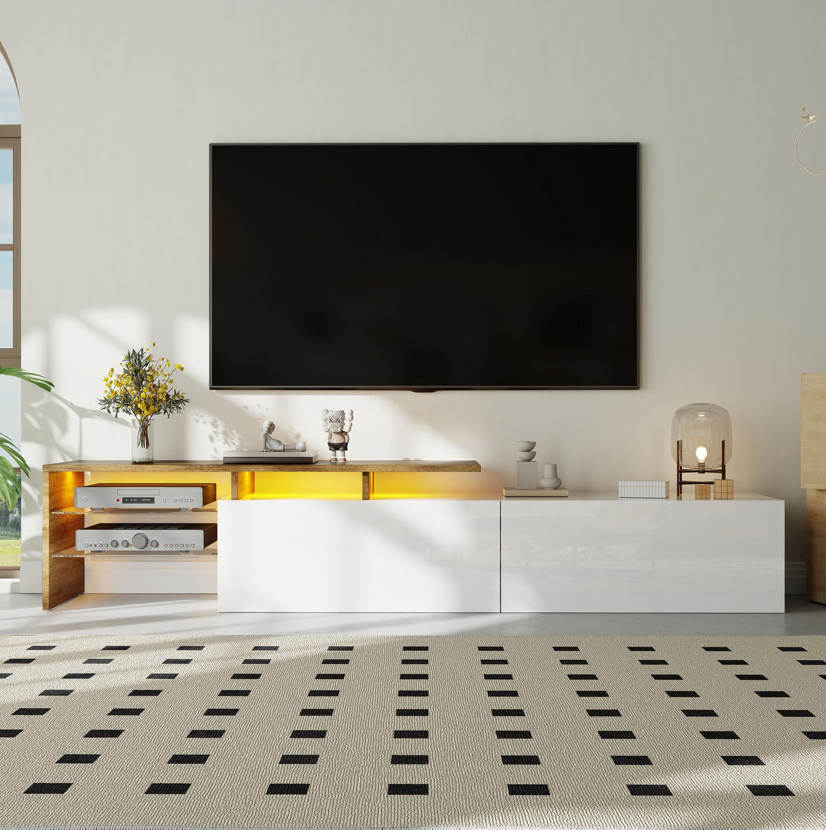 TV-ELEMENT mit LED 170 x 33 x 33,5 cm Weiß Holzoptik - Weiß, Holzwerkstoff (33/33.5/170cm) - Beauniv