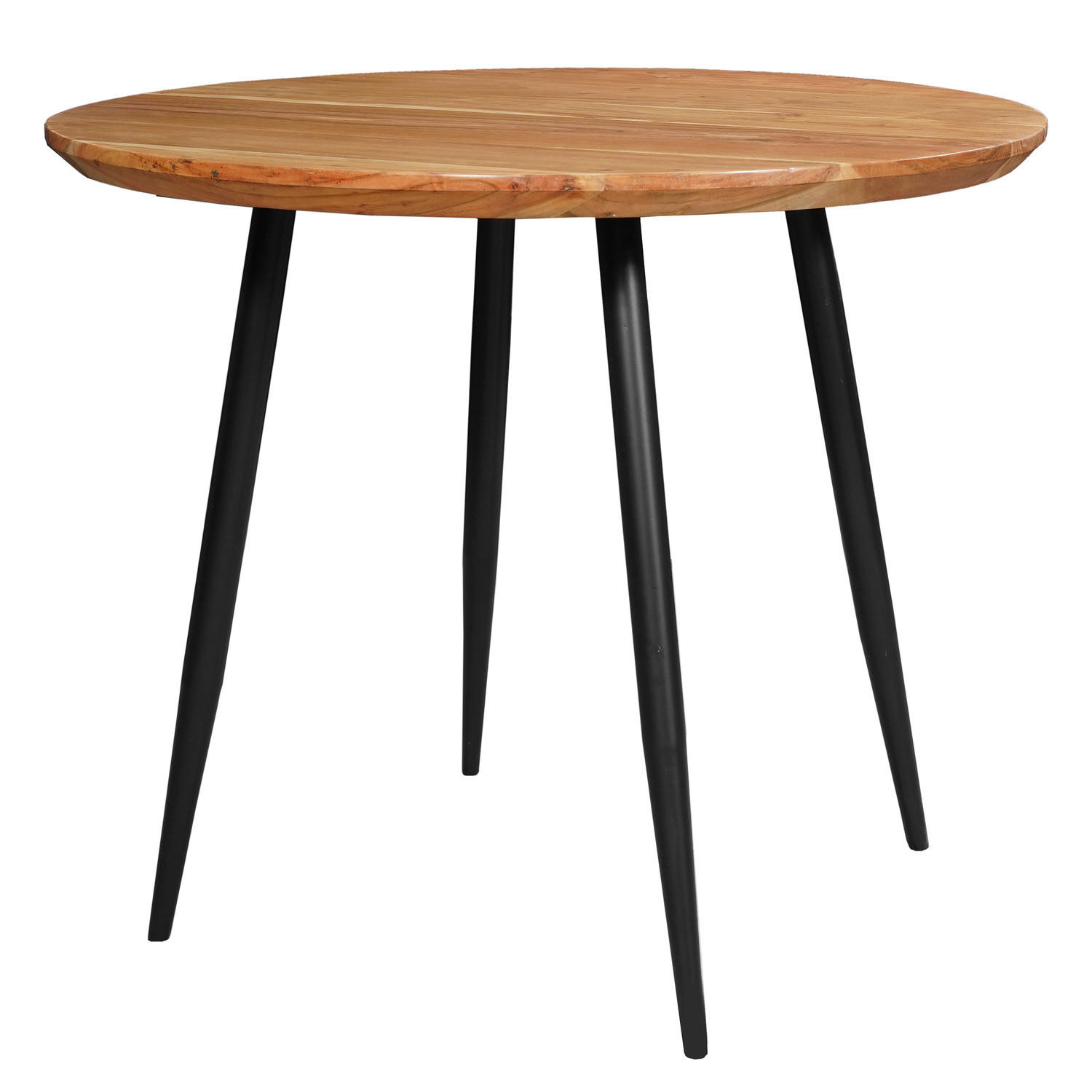 ESSTISCH mit Massivholzplatte - Akazie massiv / Eisen - Schwarz/Braun, Holz/Metall (80/80/76cm) - home24