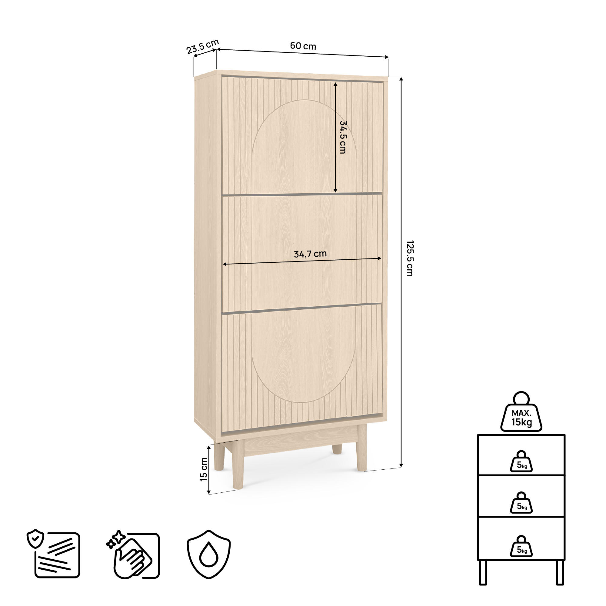 Sicaan Schuhschrank Eiche 60x125.5x23.5 cm