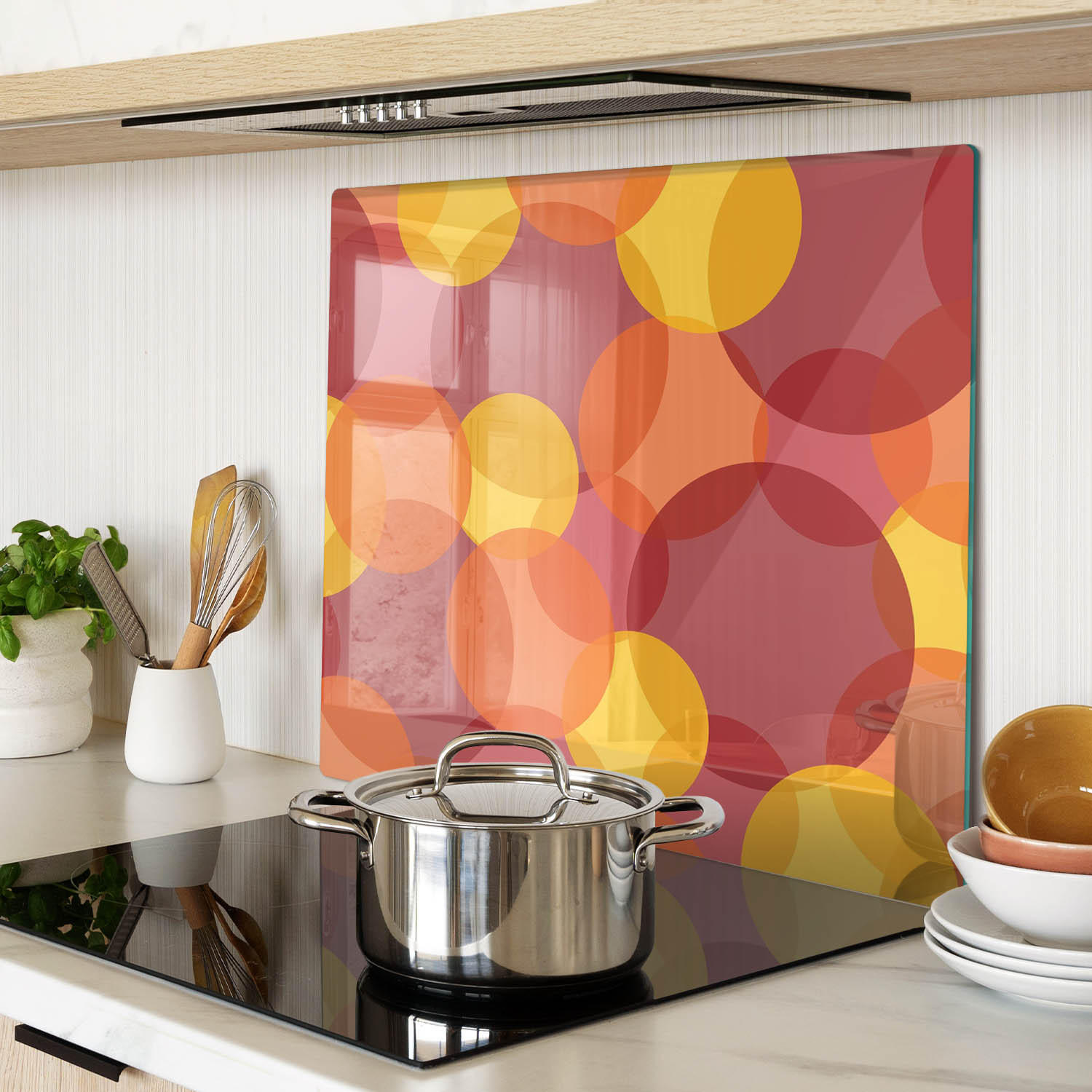 GLASPLATTE 60x52 cm Farbige Kreise - Multicolor, Glas (60/0.4/52cm) - TULUP