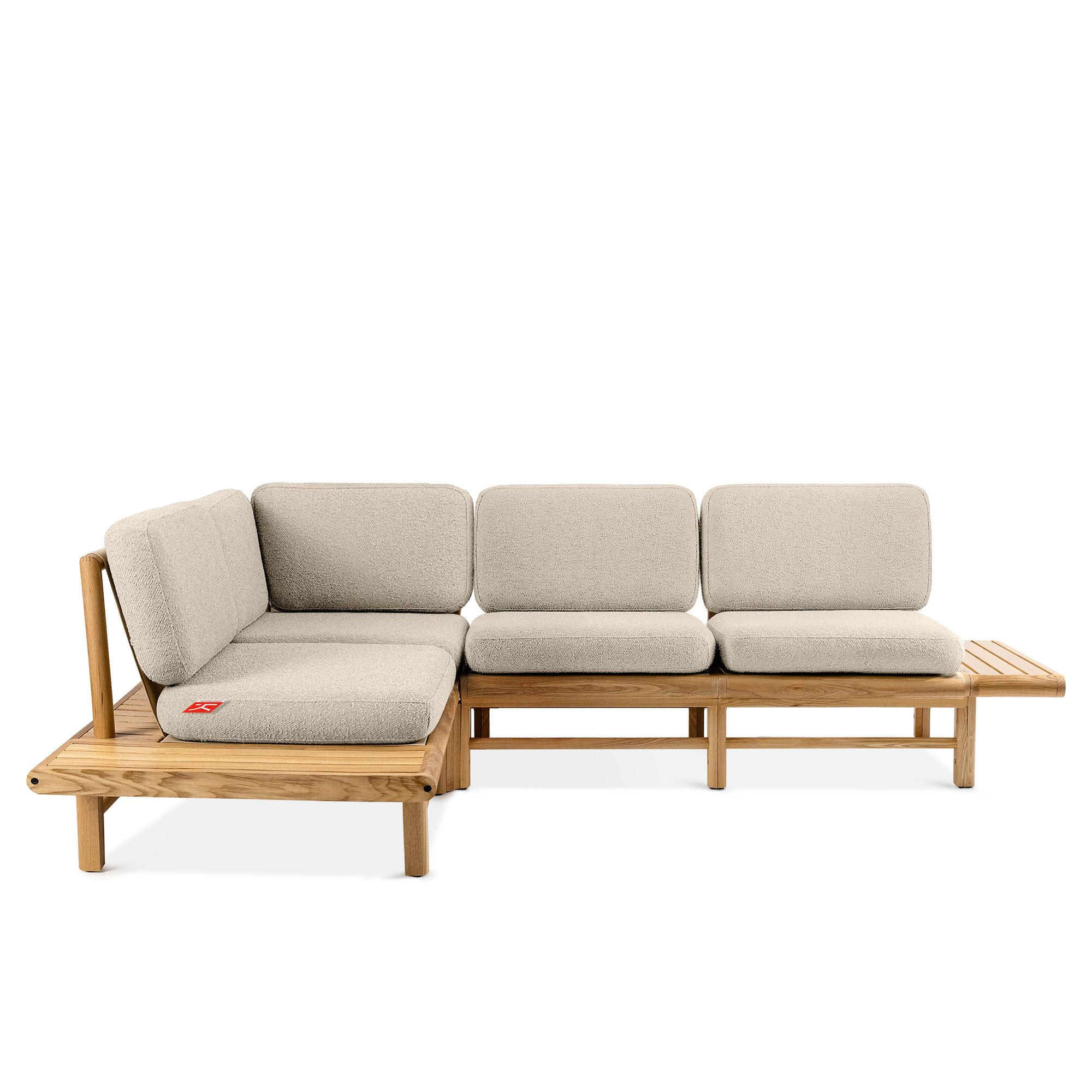 LOUNGESOFA ATREDA links - Creme, Holz/Textil (245/74/175cm) - KONSIMO®