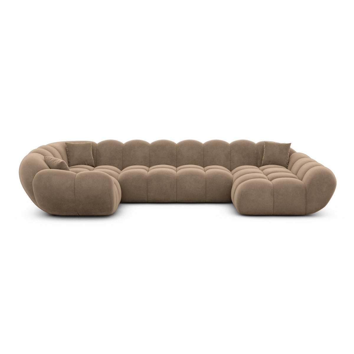 WOHNLANDSCHAFT Liva Braun Samtstoff U-Form XL Rechts - Braun, Textil (193/70/323cm) - VAROYAL