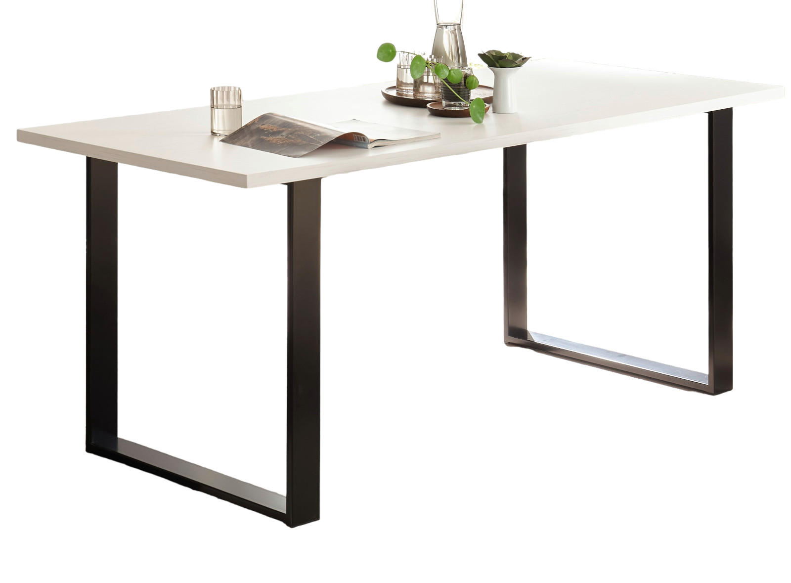 ESSTISCH weiß Pinie, anthrazit Landhaus, Küchentisch 180 x 80 cm - Anthrazit/Weiß, Holzwerkstoff/Metall (180/80/76cm) - Furn.Design