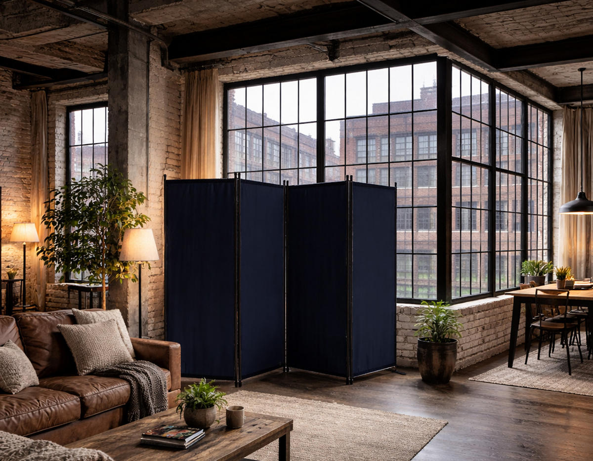 PARAVENT 4-tlg. 220x165 cm Schwarz - Schwarz, Metall (220/170cm) - QUICK STAR