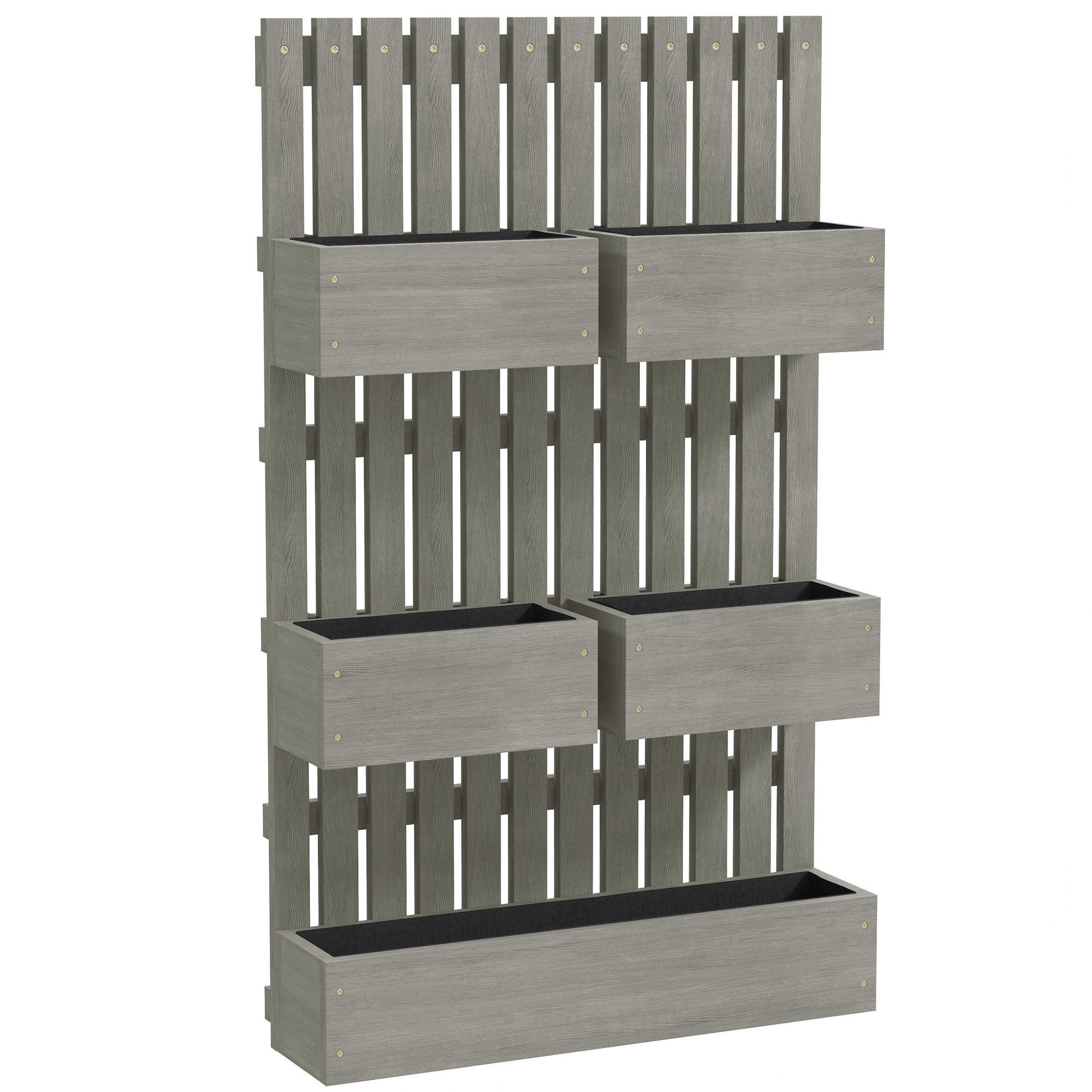 HOCHBEET Holz, verstellbar Pflanzbeet mit Rankgitter Frühbeet Gartenbeet Natur - Grau, Holz (16/100/60cm) - Outsunny