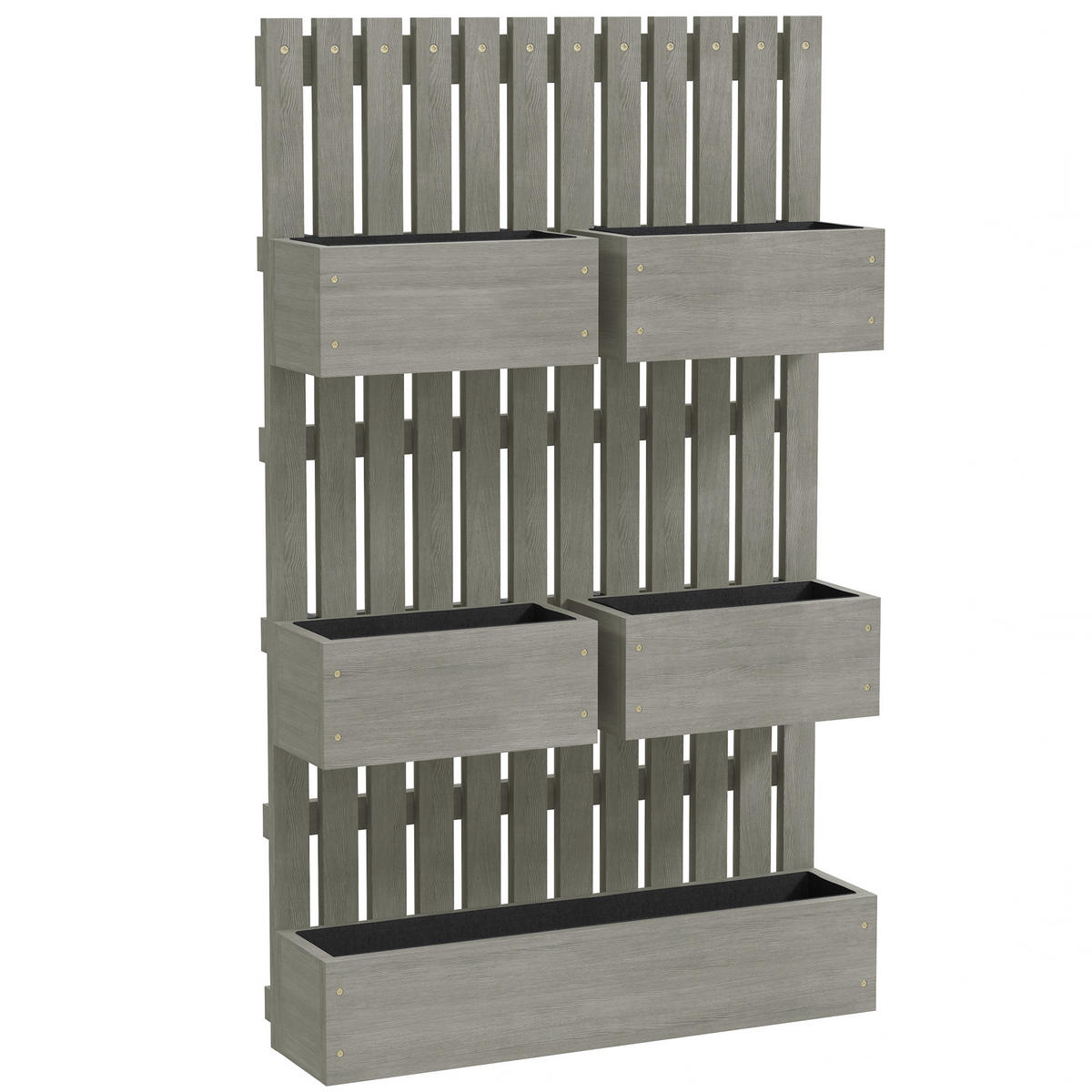 HOCHBEET Holz, verstellbar Pflanzbeet mit Rankgitter Frühbeet Gartenbeet Natur - Grau, Holz (16/100/60cm) - Outsunny