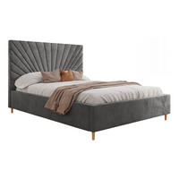 POLSTERBETT SUNNY 160x200 cm French Velvet 686, 34 Holzlatten, Kopfteil 131 cm - Grau, Textil (160/200cm) - Lookway