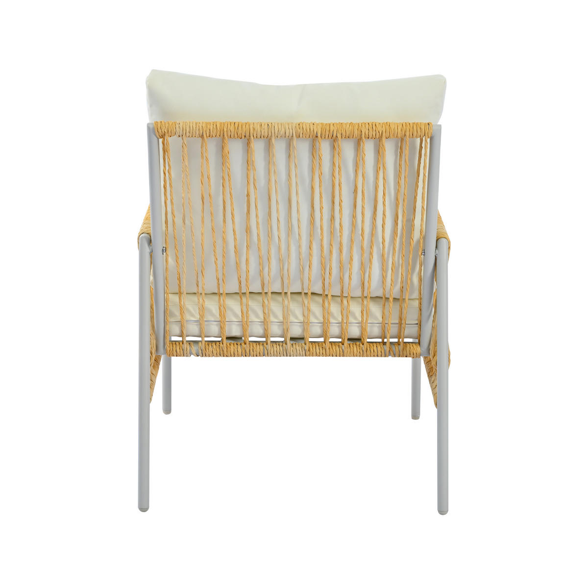 GARTENMÖBELSET aus Rattan 173x54.5x77cm beige mit Couchtisch aus gehärtetem Glas - Beige, Metall - Modfu