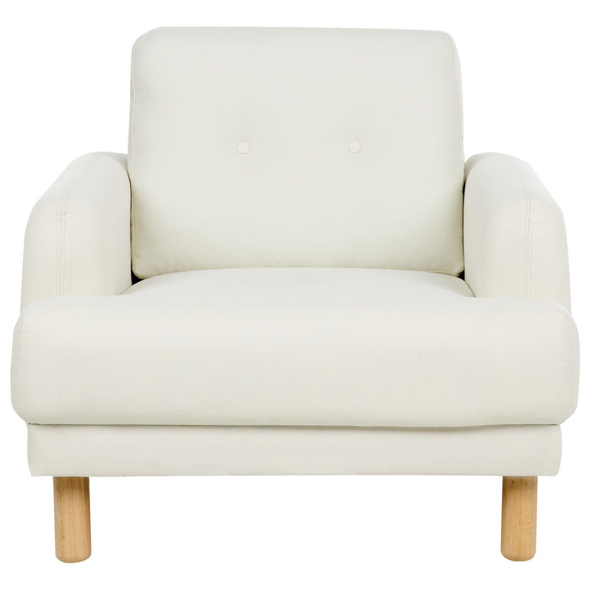 SESSEL Cremeweiß Tuve - Hellbraun/Weiß, Textil (88/85/90cm) - Beliani
