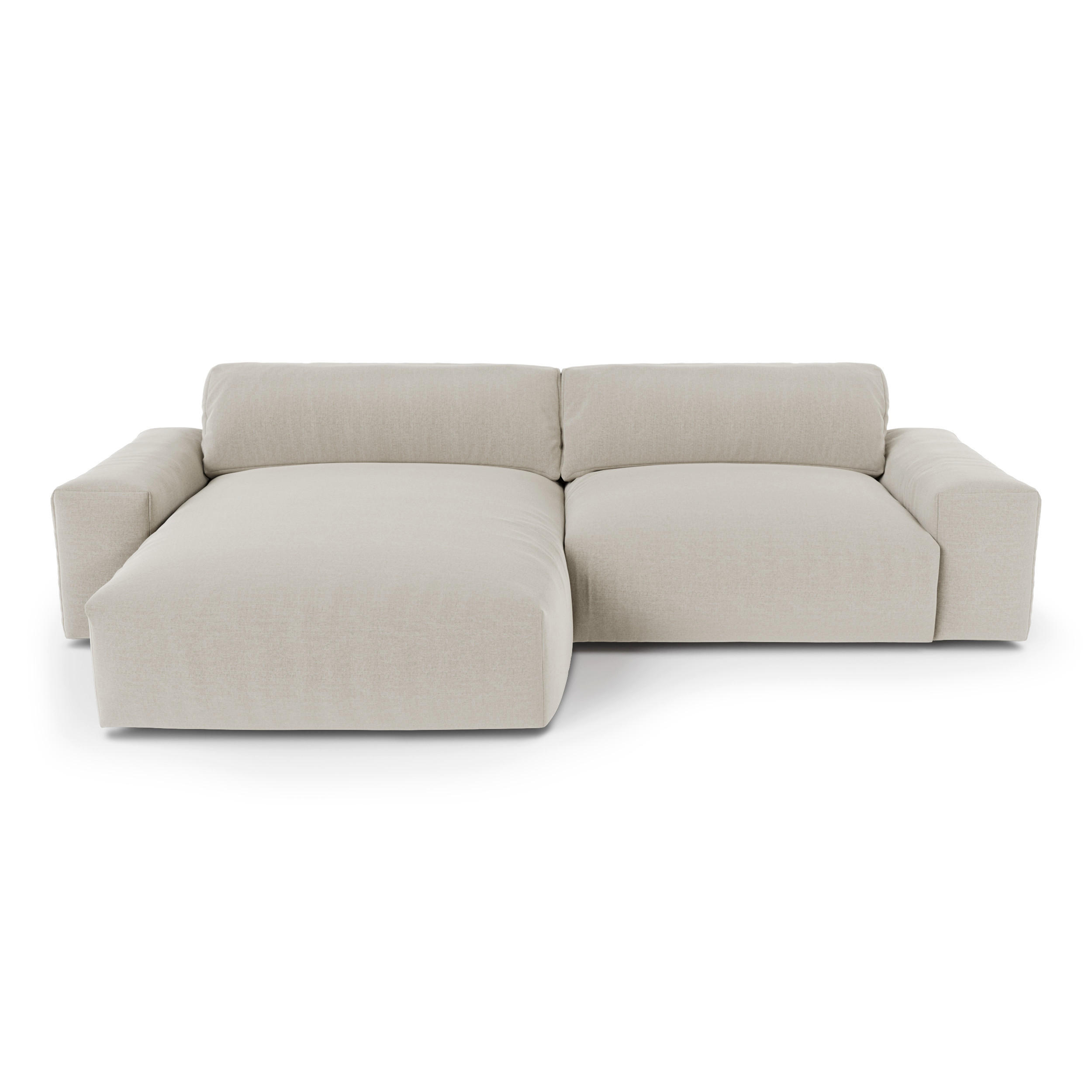 ECKSOFA LINKS Rastergewebe mit weichem Griff Beige 310cm - Beige, Textil (174/310cm) - Sia Home