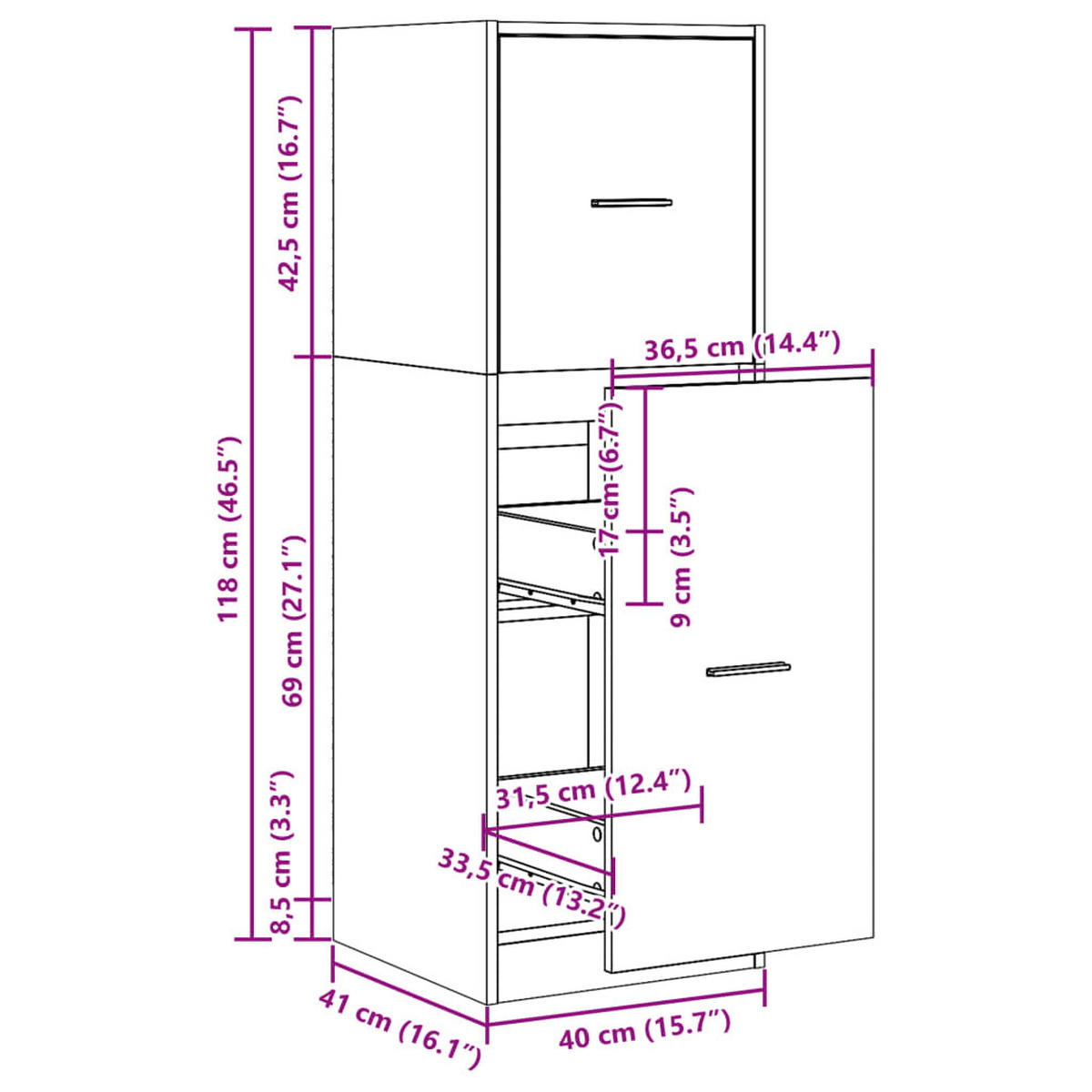 APOTHEKERSCHRANK Weiss 40/41/118 Cm Holzwerkstoff - Weiß, Holzwerkstoff (41/118/40cm) - vidaXL