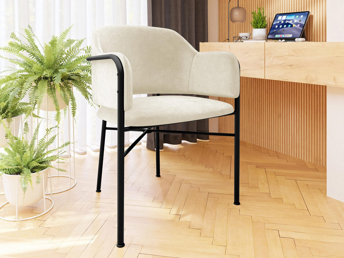 POLSTERSTUHL Delivio - Schwarz/Naturfarben, Textil/Metall (56/79/55cm) - MIRJAN24