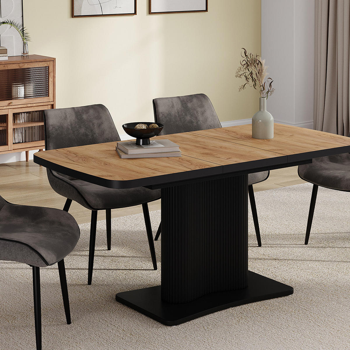 JÍDELNÍ STŮL Fenaro Dub Goldkraft/černá - barva dubu, kompozitní dřevo (80/120/77.4cm) - Vicco