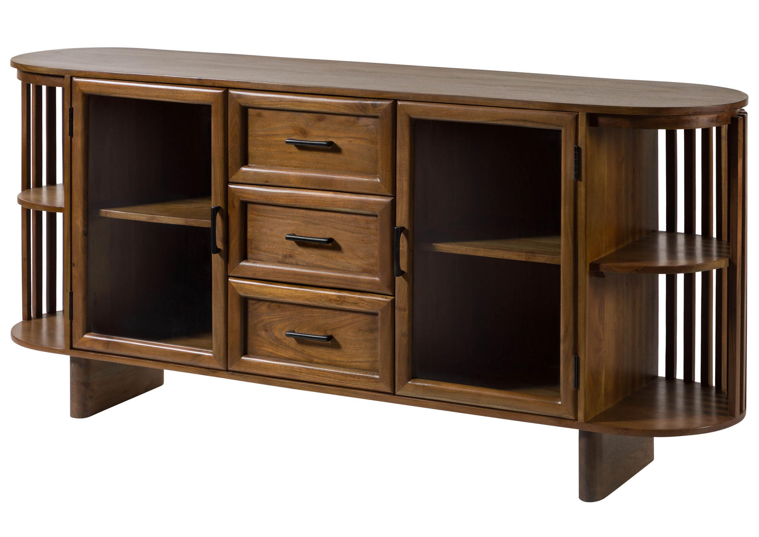 SIDEBOARD Akazie 175x40x80 natur lackiert MADRID #55 - Braun, Holz (175/80/40cm) - Massivmoebel24
