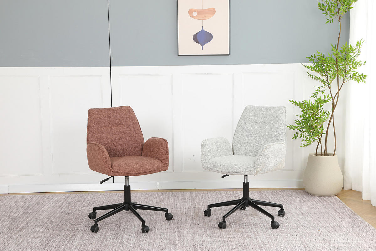 BÜRODREHSTUHL - Bouclé / Eisen - Rostfarben/Schwarz, Textil/Metall (57/81/62cm) - home24