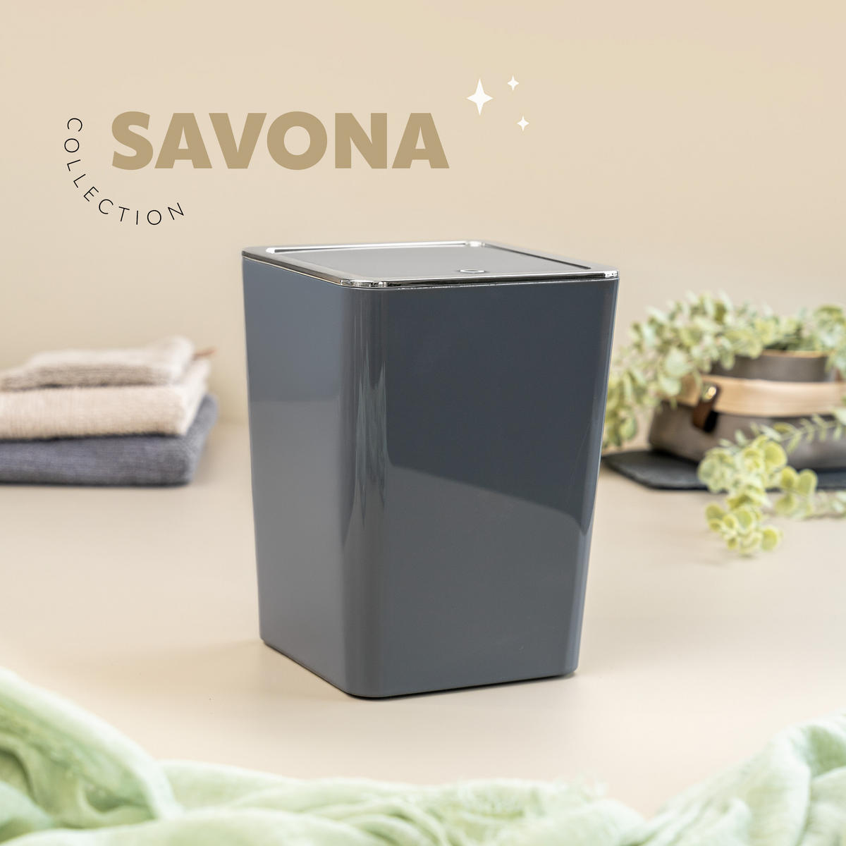KOSMETIKEIMER SAVONA 6 Liter, grau, Kunststoff - Grau, Kunststoff (19/24.5/18cm) - bremermann