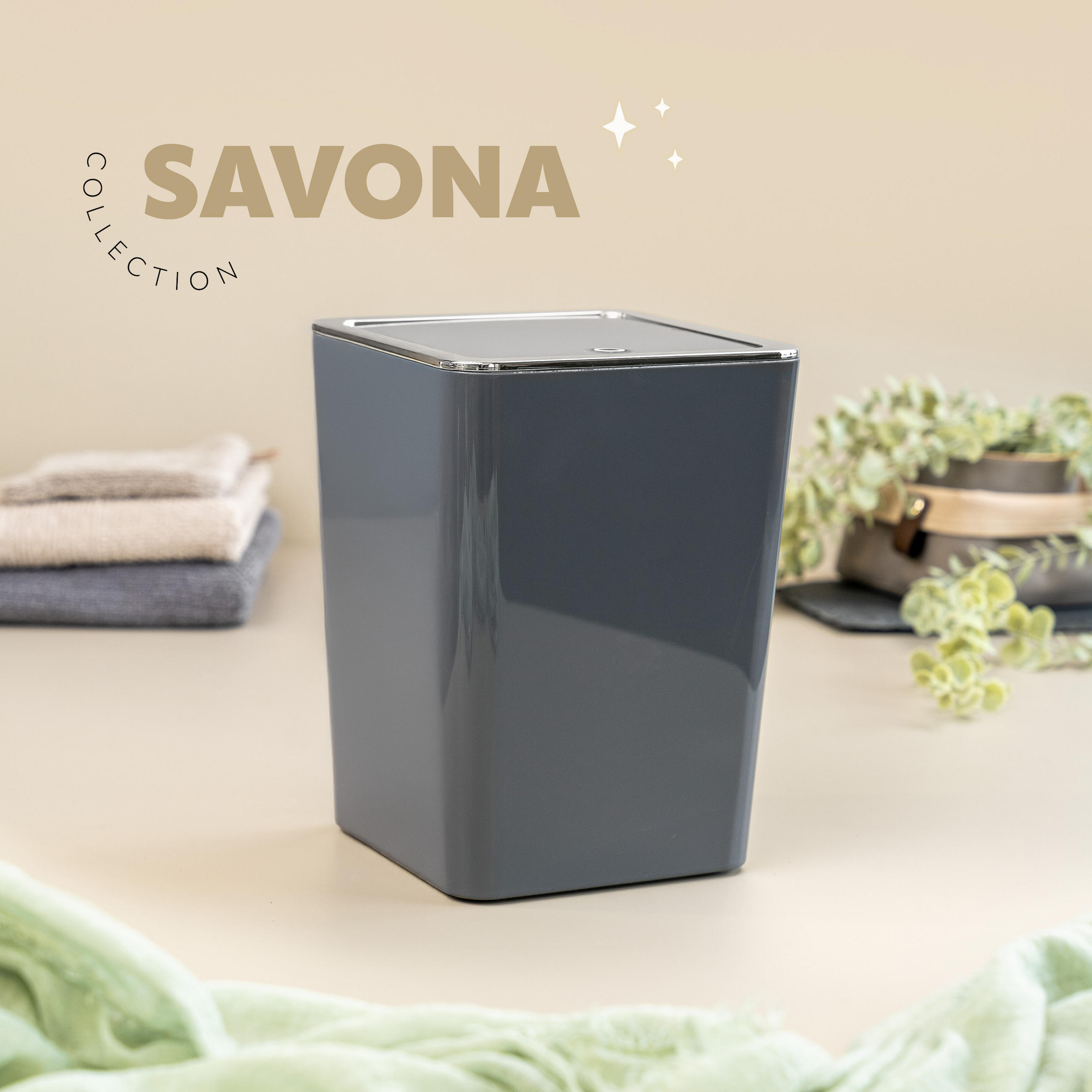 Thumbnail - bremermann Kosmetikeimer, Grau, Kunststoff, 18x24.5x18 cm, Badaccessoires, Waschplatzzubehör, Kosmetik- & Abfalleimer