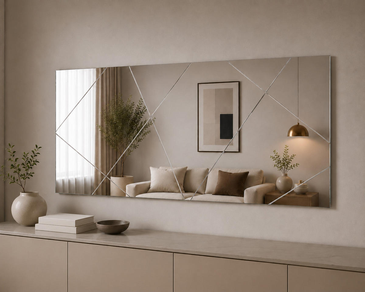 SPIEGEL Exquisite Asymmetrisches Design 120x60 cm - Silberfarben, Holzwerkstoff (120/60/2.2cm) - moebel17