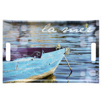 TABLETT Meer, rechteckige Serviertablett mit Griff 47x31 cm - Blau, Kunststoff (31/3/47cm) - Lashuma