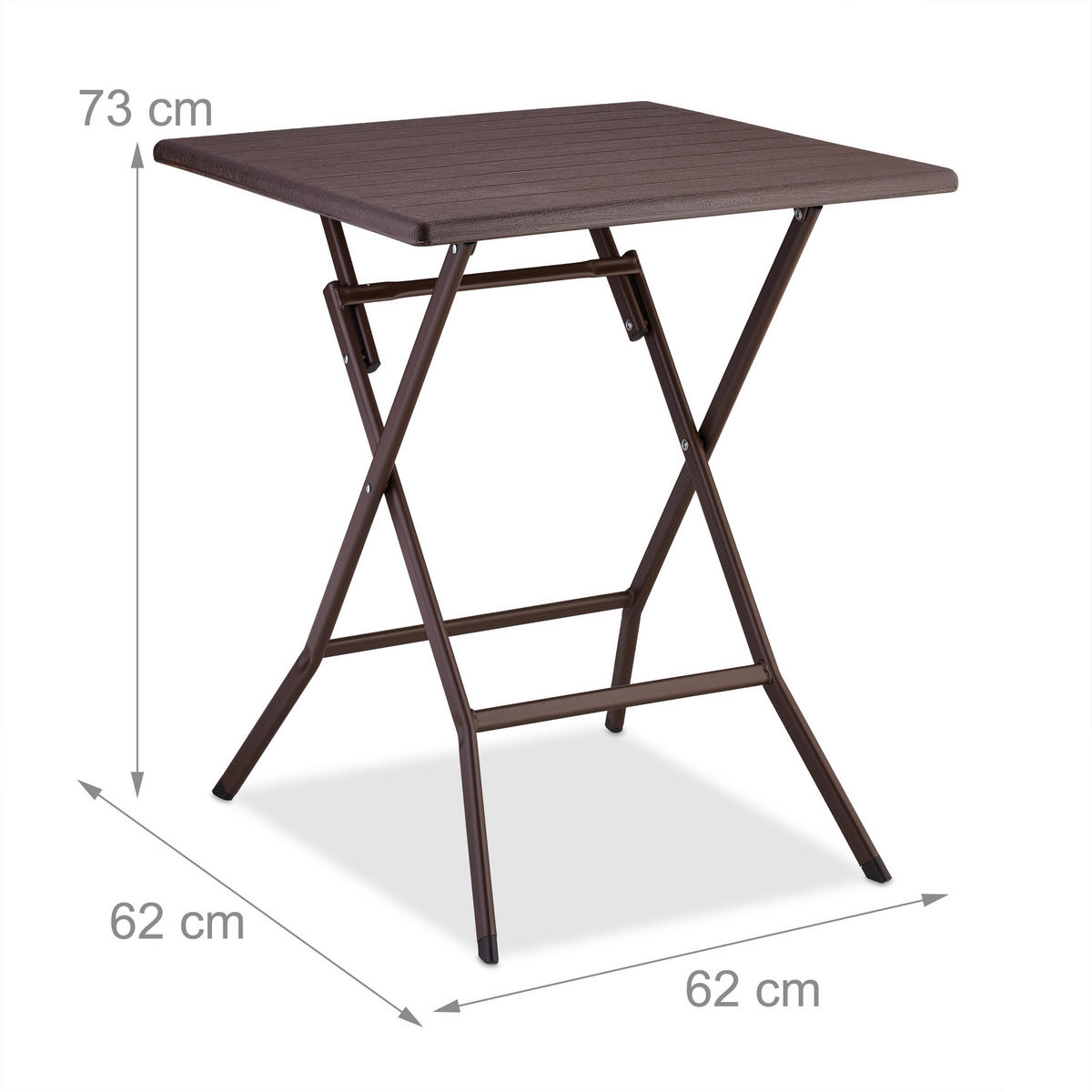 KLAPPTISCH - Braun, Kunststoff/Metall (62/62/73cm) - Relaxdays