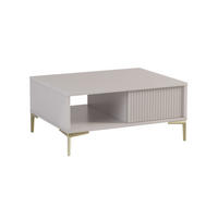 COUCHTISCH Urgano 1S Beige 89,5/41/70 cm – mit Schublade - Beige/Goldfarben, Holzwerkstoff/Metall (70/89.5/41cm) - AX Living