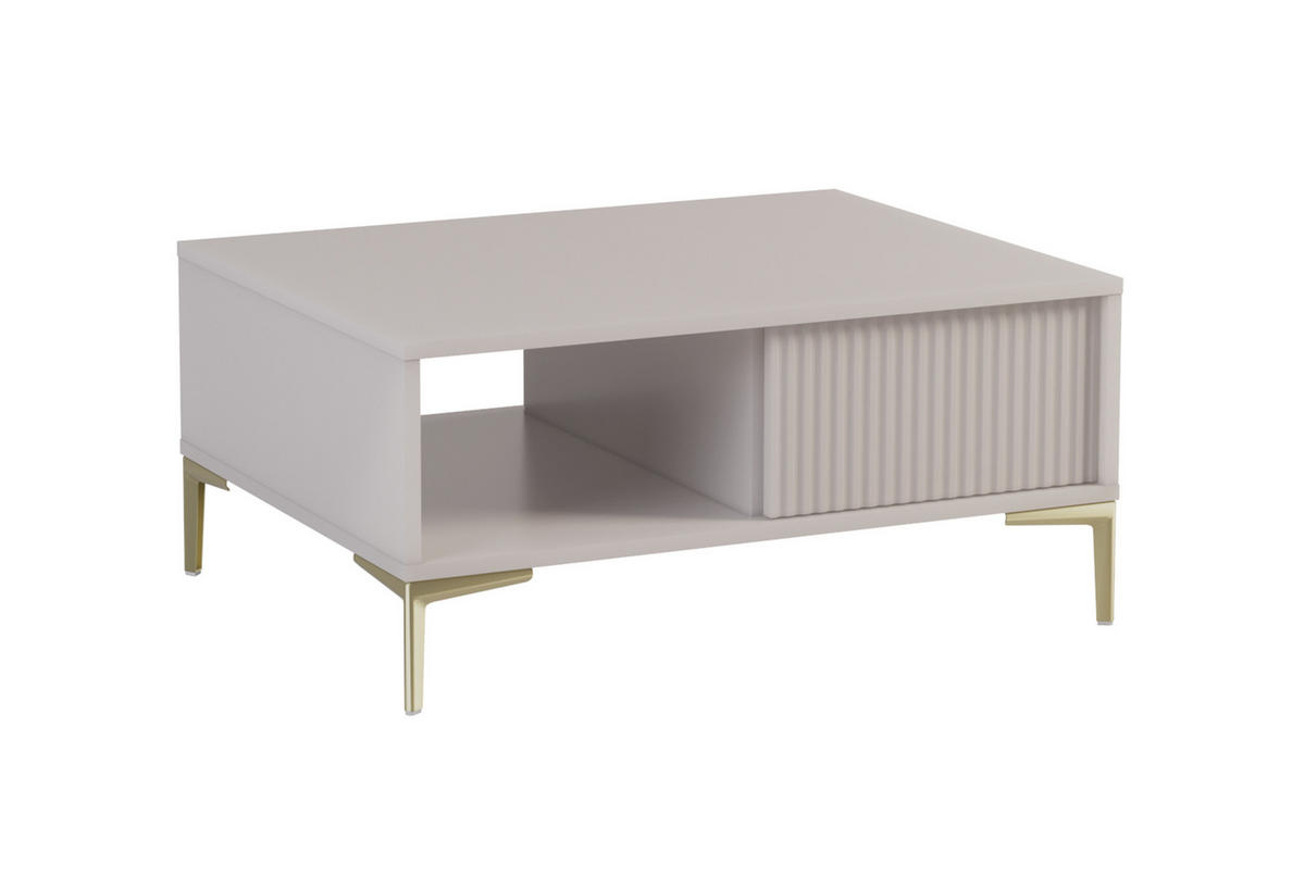 COUCHTISCH Urgano 1S Beige 89,5/41/70 cm – mit Schublade - Beige/Goldfarben, Holzwerkstoff/Metall (70/89.5/41cm) - AX Living