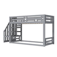 POSCHODOVÁ posteľ 90/200 cm sivá s úložným schodíkom z borovicového masívu a MDF - sivá, drevo (90/200cm) - OKWISH