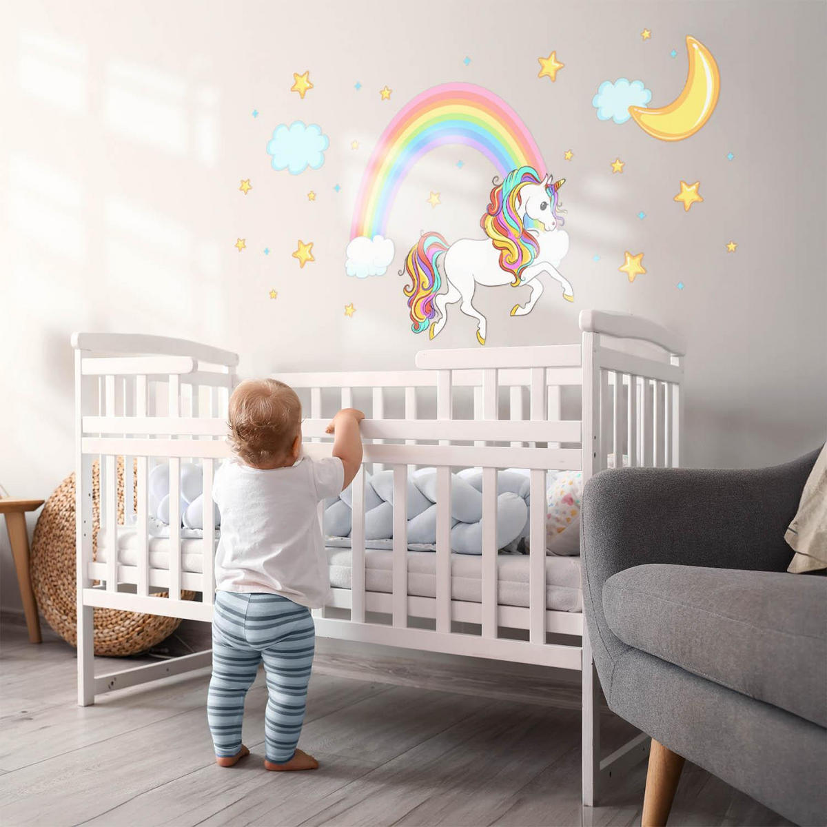 WANDAUFKLEBER 130x233cm - Regenbogenträume - Multicolor, Kunststoff (130/233/0.1cm) - Wallfluent